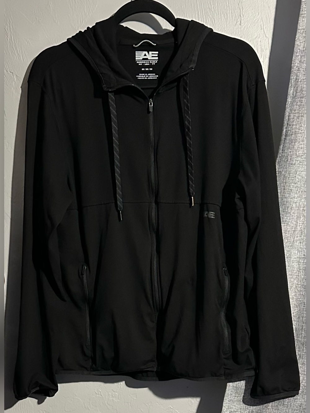 American Eagle AE Outfitters Active Black Lightweight Quarter Zip Hoodie, M